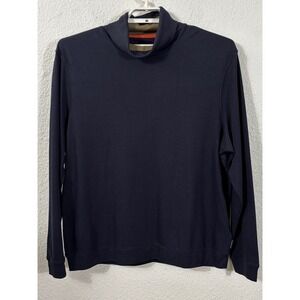 Ted Baker Humour Roll Neck Sweater Mens 6 XXL Navy Blue Cotton Turtle Neck